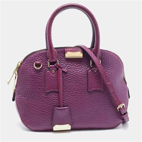 BURBERRY Heritage Grain Small Orchard Bowling Bag Purple 